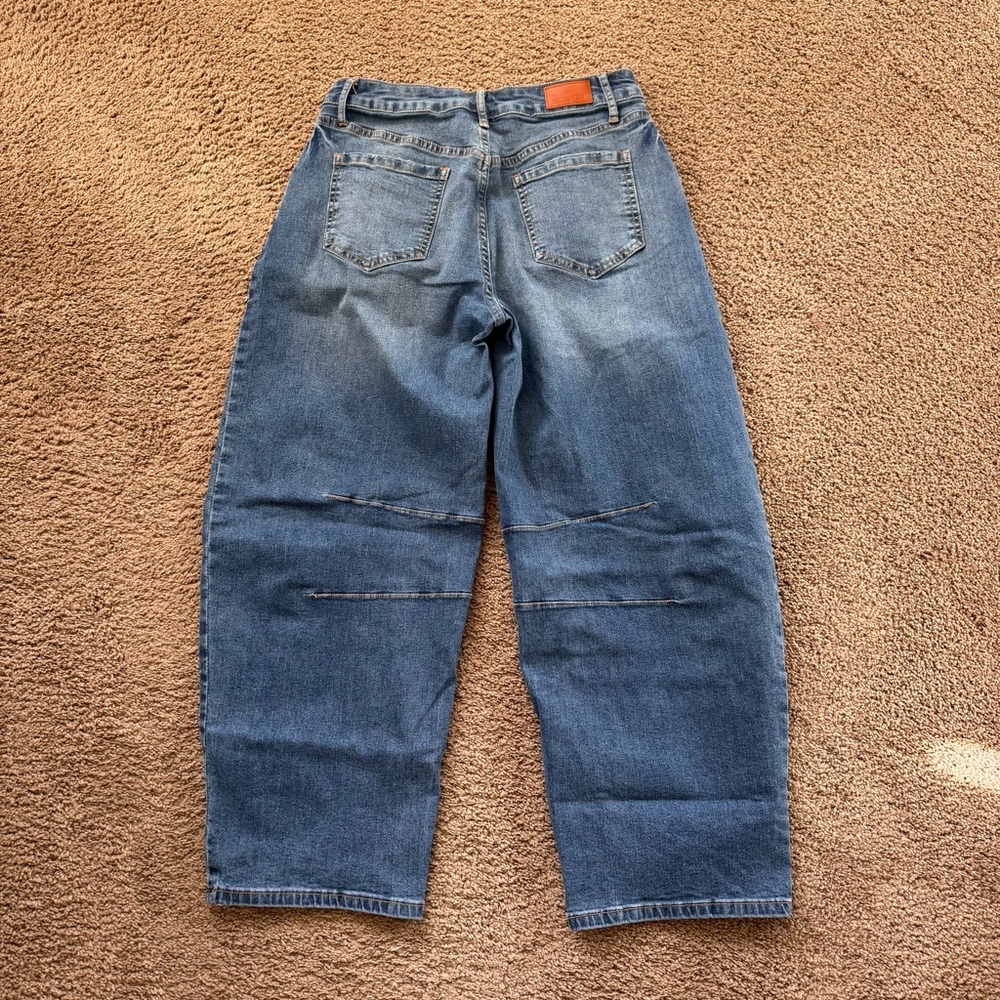 Sidefeel Women’s Barrel Jeans Cropped Ankle Wide Leg Denim Pants size 8 - Picture 7 of 9